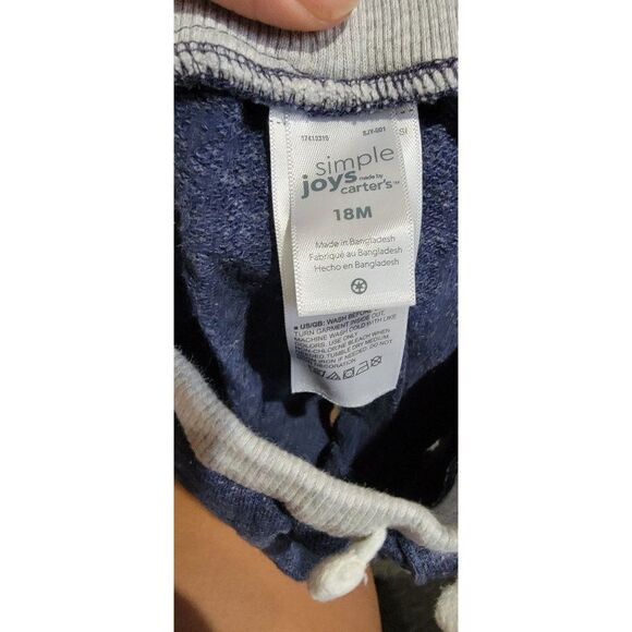 Simple Joys By Carters Boys Gray Blue Drawstring Bermuda Shorts Sz 18M Lot Of 3 - Picture 2 of 3